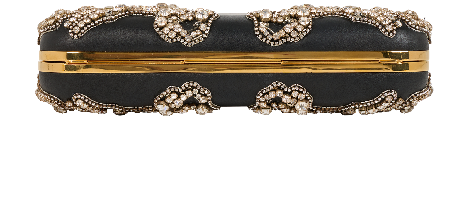 Embellished 4 Ring Knuckle Clutch, &pound;450, Handbags, Black, Leather, Top view